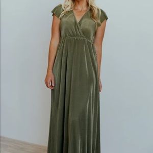 Sage Green Pleated Maxi Dress
